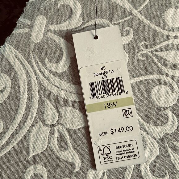 DKNY Dress Women 18W Black Burnout Velvet Slit Sweetheart Sheer Classy Glam NWT - Picture 4 of 16